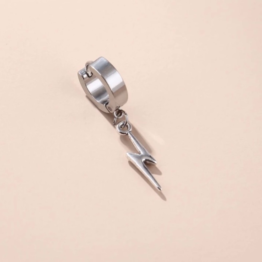 1pc Lightning Stainless Steel Drop Earring (silver